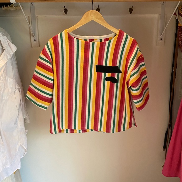 Luau atelier (indie Mexican designer) striped heavy weight cotton tee. - Picture 1 of 3